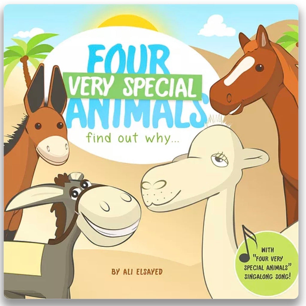 “Four Very Special Animals” is Itsy Bitsy Muslims' latest children’s book, sing-along, and video project.  It is a book and sing along which teaches kids the importance of being a follower of Sayyidna Muhammad (pbuh), and how that connection makes them special. What makes each of the animals special? The book asks this question for each of the animals. It then suggest some silly answers which are guaranteed to make kids giggle. Finally it reaveals the real answer that they are special because they were owne